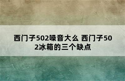 西门子502噪音大么 西门子502冰箱的三个缺点